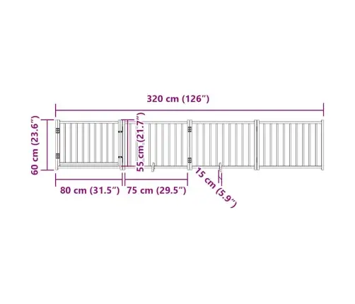 Suņu Vārti Ar Durvīm Salokāmi 4 Paneļi 320 Cm Egles Masīvkoks Vidaxl