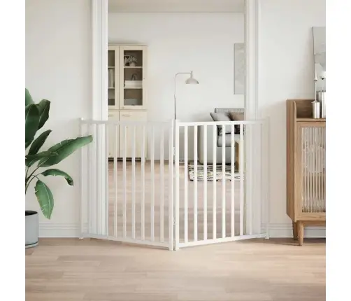 Suņu Vārti, Salokāmi, 2 Paneļi, Balti, 160 Cm, Egles Masīvkoks Vidaxl