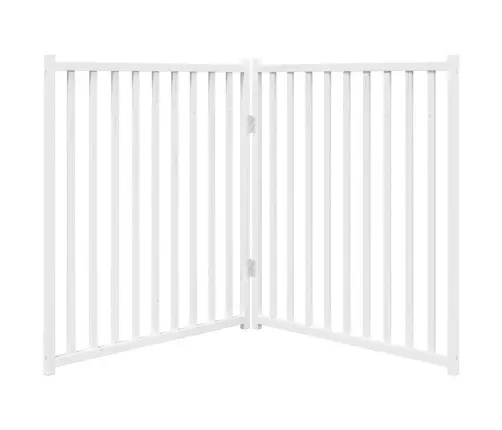 Suņu Vārti, Salokāmi, 2 Paneļi, Balti, 160 Cm, Egles Masīvkoks Vidaxl