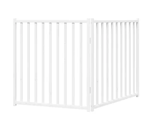 Suņu Vārti, Salokāmi, 2 Paneļi, Balti, 160 Cm, Egles Masīvkoks Vidaxl