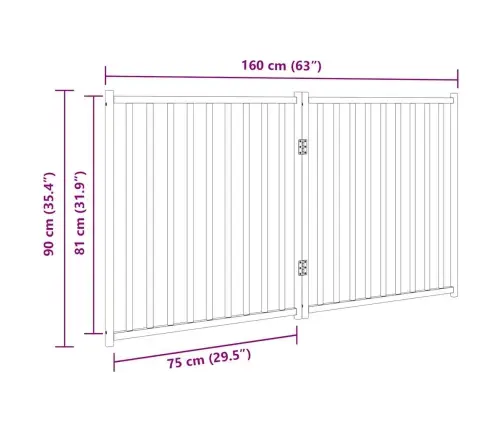 Suņu Vārti, Salokāmi, 2 Paneļi, Balti, 160 Cm, Egles Masīvkoks Vidaxl