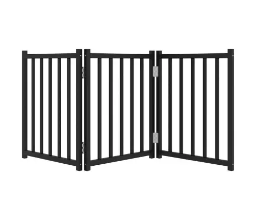 Suņu Vārti, Salokāmi, 3 Paneļi, Melni, 150 Cm, Egles Masīvkoks Vidaxl