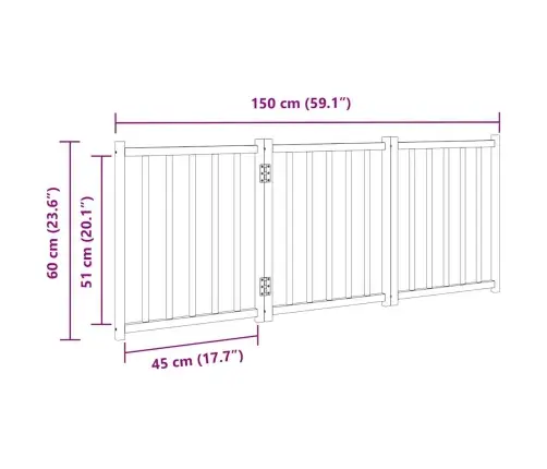 Suņu Vārti, Salokāmi, 3 Paneļi, Melni, 150 Cm, Egles Masīvkoks Vidaxl