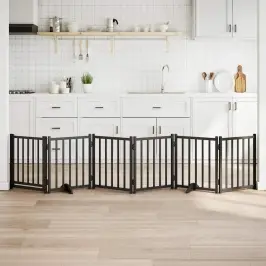 Kokkupandav Koeravärav Uksega, 6 Paneeli, Must 300 cm Nulupuit