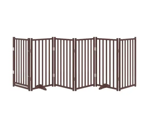 Kokkupandav Koeravärav Uksega, 6 Paneeli, Pruun Tamm, 300 Cm