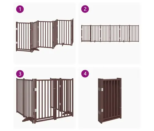 Kokkupandav Koeravärav Uksega, 6 Paneeli, Pruun Tamm, 300 Cm