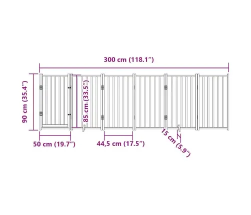 Kokkupandav Koeravärav Uksega, 6 Paneeli, Pruun Tamm, 300 Cm