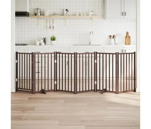 Kokkupandav Koeravärav Uksega, 6 Paneeli, Pruun Tamm, 300 Cm