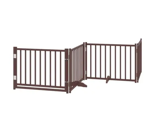 Suņu Vārti Ar Durvīm Salokāmi 4 Paneļi 320 Cm Egles Masīvkoks Vidaxl