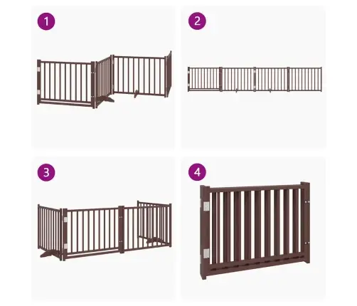 Suņu Vārti Ar Durvīm Salokāmi 4 Paneļi 320 Cm Egles Masīvkoks Vidaxl