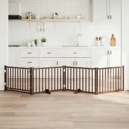 Suņu Vārti Ar Durvīm Salokāmi 4 Paneļi 320 Cm Egles Masīvkoks Vidaxl