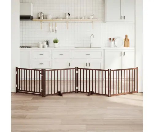 Suņu Vārti Ar Durvīm Salokāmi 4 Paneļi 320 Cm Egles Masīvkoks Vidaxl