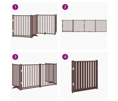 Suņu Vārti Ar Durvīm Salokāmi 4 Paneļi 320 Cm Egles Masīvkoks Vidaxl