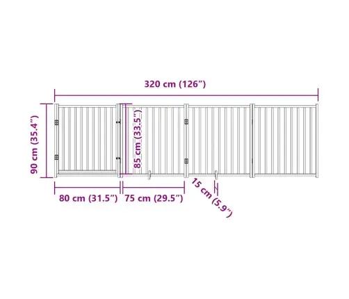 Suņu Vārti Ar Durvīm Salokāmi 4 Paneļi 320 Cm Egles Masīvkoks Vidaxl