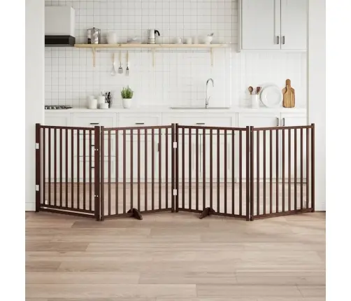 Suņu Vārti Ar Durvīm Salokāmi 4 Paneļi 320 Cm Egles Masīvkoks Vidaxl