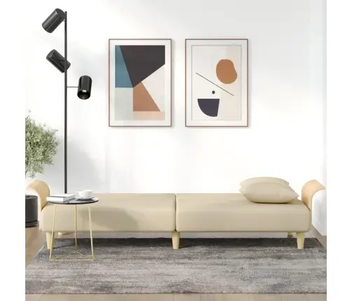 Dīvāngulta Ar Roku Balstiem, Krēmkrāsas Audums Vidaxl