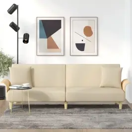 Sofa-Lova Su Porankiais, Kreminės Spalvos, Audinys