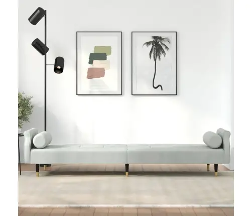 Dīvāngulta Ar Spilveniem, Gaiši Pelēks Samts Vidaxl