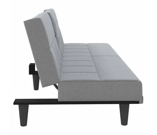 Dīvāngulta Ar Glāžu Turētājiem, Gaiši Pelēks Audums Vidaxl