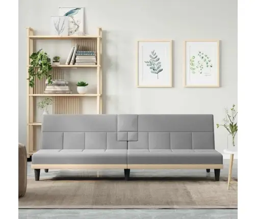 Dīvāngulta Ar Glāžu Turētājiem, Gaiši Pelēks Audums Vidaxl