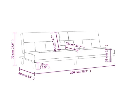 Sofa-Lova Su Puodelių Laikikliais, Juodos Spalvos, Audinys