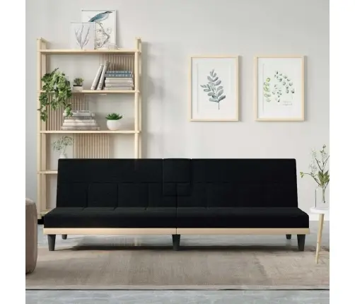 Sofa-Lova Su Puodelių Laikikliais, Juodos Spalvos, Audinys