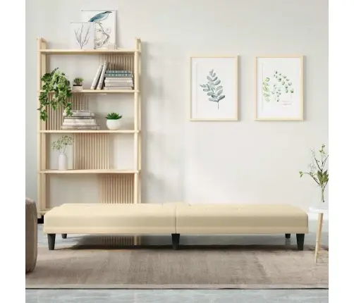 Dīvāngulta Ar Glāžu Turētājiem, Krēmkrāsas Audums Vidaxl