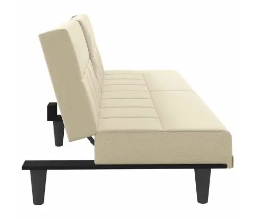 Dīvāngulta Ar Glāžu Turētājiem, Krēmkrāsas Audums Vidaxl