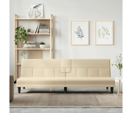 Dīvāngulta Ar Glāžu Turētājiem, Krēmkrāsas Audums Vidaxl