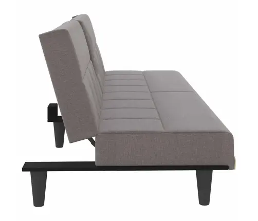 Dīvāngulta Ar Glāžu Turētājiem, Pelēkbrūns Audums Vidaxl