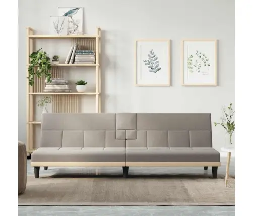 Dīvāngulta Ar Glāžu Turētājiem, Pelēkbrūns Audums Vidaxl