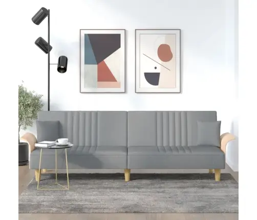 Dīvāngulta Ar Roku Balstiem, Gaiši Pelēks Audums Vidaxl