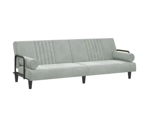 Sofa-Lova Su Porankiais, Šviesiai Pilkos Spalvos, Aksomas