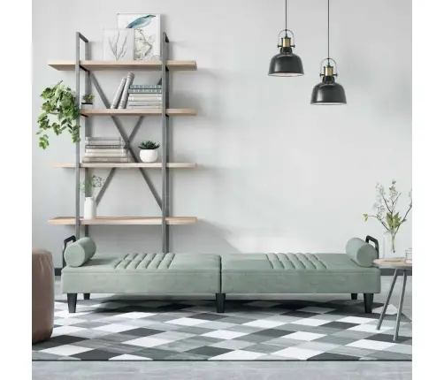 Sofa-Lova Su Porankiais, Šviesiai Pilkos Spalvos, Aksomas