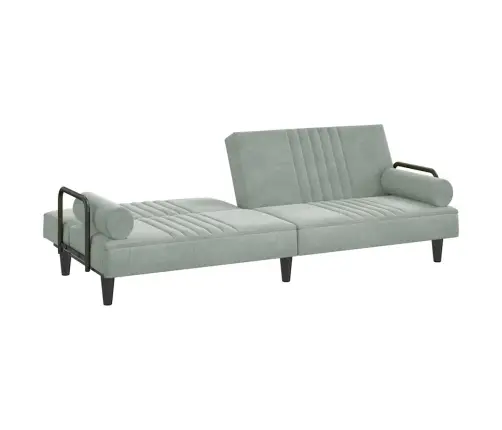 Sofa-Lova Su Porankiais, Šviesiai Pilkos Spalvos, Aksomas