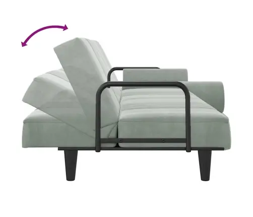 Sofa-Lova Su Porankiais, Šviesiai Pilkos Spalvos, Aksomas