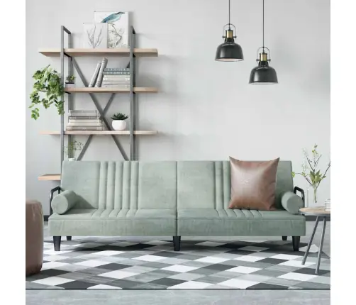 Sofa-Lova Su Porankiais, Šviesiai Pilkos Spalvos, Aksomas