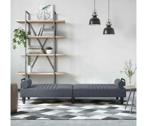 Sofa-Lova Su Porankiais, Tamsiai Pilkos Spalvos, Aksomas