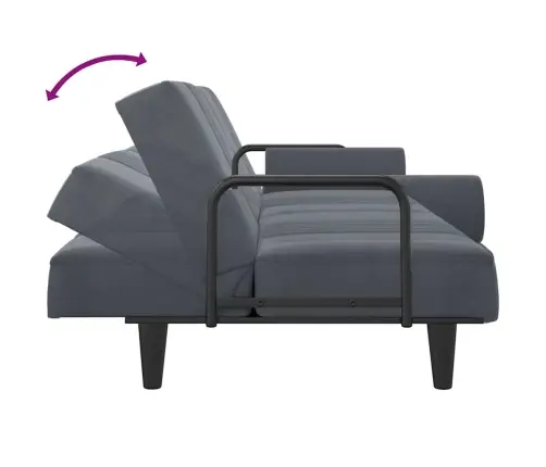 Sofa-Lova Su Porankiais, Tamsiai Pilkos Spalvos, Aksomas