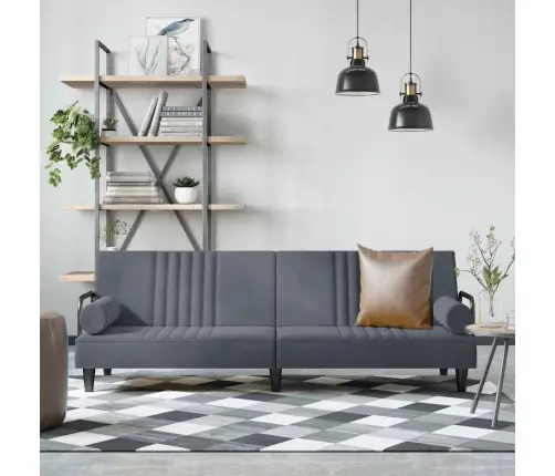 Sofa-Lova Su Porankiais, Tamsiai Pilkos Spalvos, Aksomas