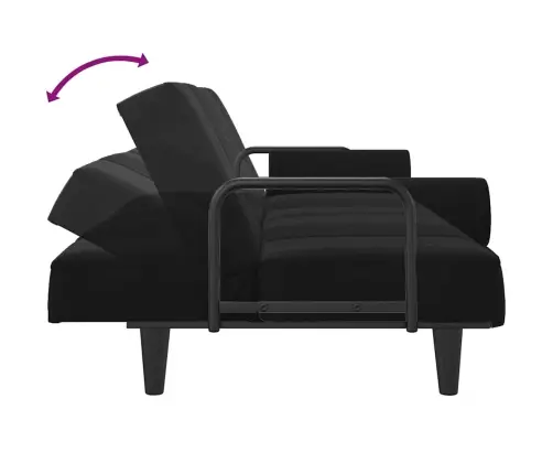 Diivanvoodi Käetugedega, Must, Samet