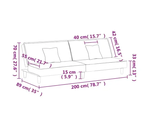 Dīvāngulta, Krēmkrāsas Audums Vidaxl
