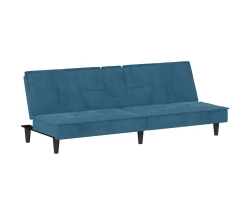 Dīvāngulta Ar Glāžu Turētājiem, Zils Samts Vidaxl