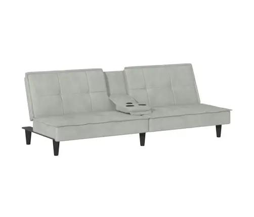 Sofa-Lova Su Puodelių Laikikliais, Šviesiai Pilka, Aksomas