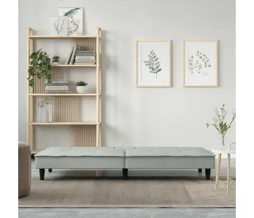 Sofa-Lova Su Puodelių Laikikliais, Šviesiai Pilka, Aksomas
