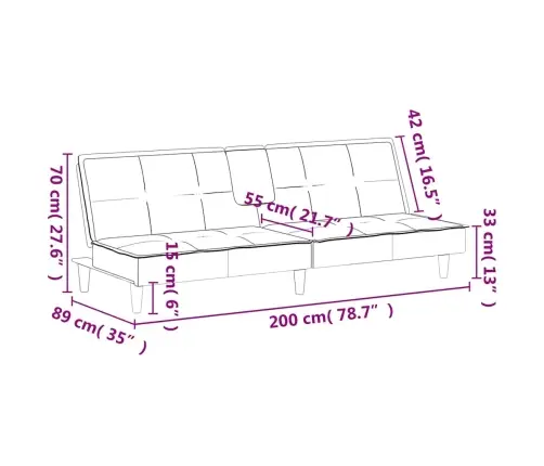 Sofa-Lova Su Puodelių Laikikliais, Šviesiai Pilka, Aksomas