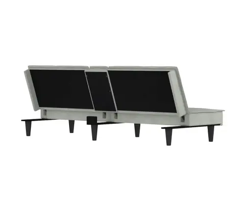 Sofa-Lova Su Puodelių Laikikliais, Šviesiai Pilka, Aksomas
