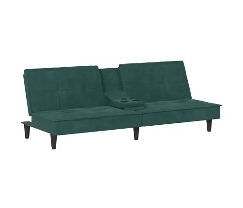 Dīvāngulta Ar Glāžu Turētājiem, Tumši Zaļš Samts Vidaxl