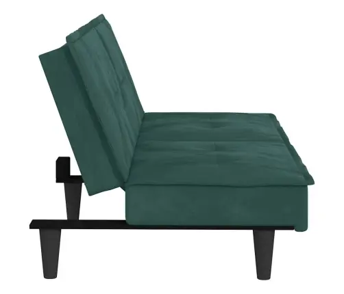 Dīvāngulta Ar Glāžu Turētājiem, Tumši Zaļš Samts Vidaxl