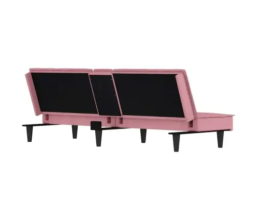 Dīvāngulta Ar Glāžu Turētājiem, Rozā Samts Vidaxl